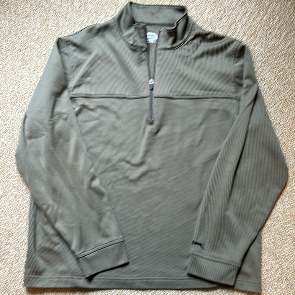 Slazenger men's size large olive brown long sleeve 1/4 zip golf shirt